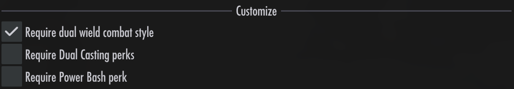 Settings customize