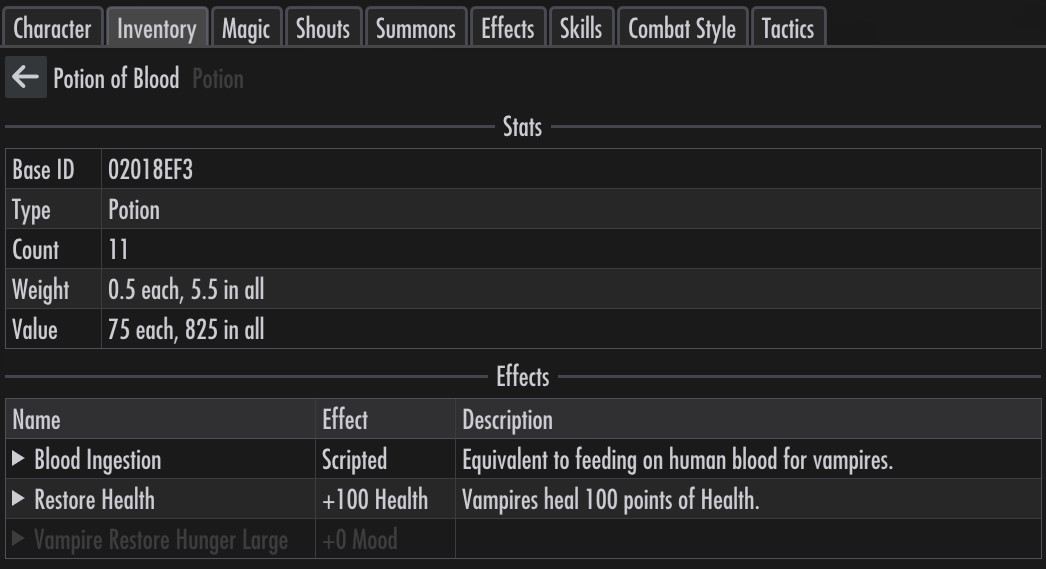 Potion details