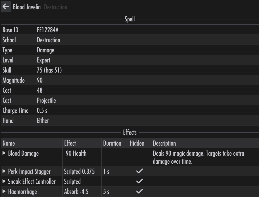 Spell details