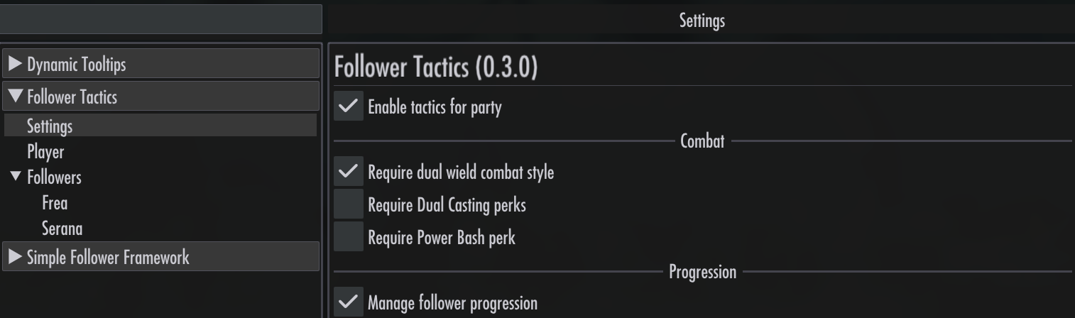 Progression setting