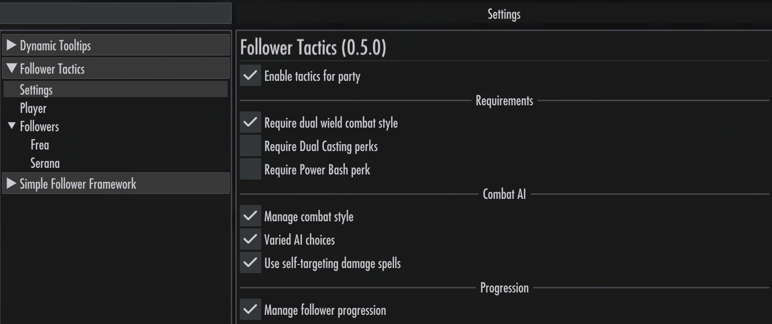 Progression setting
